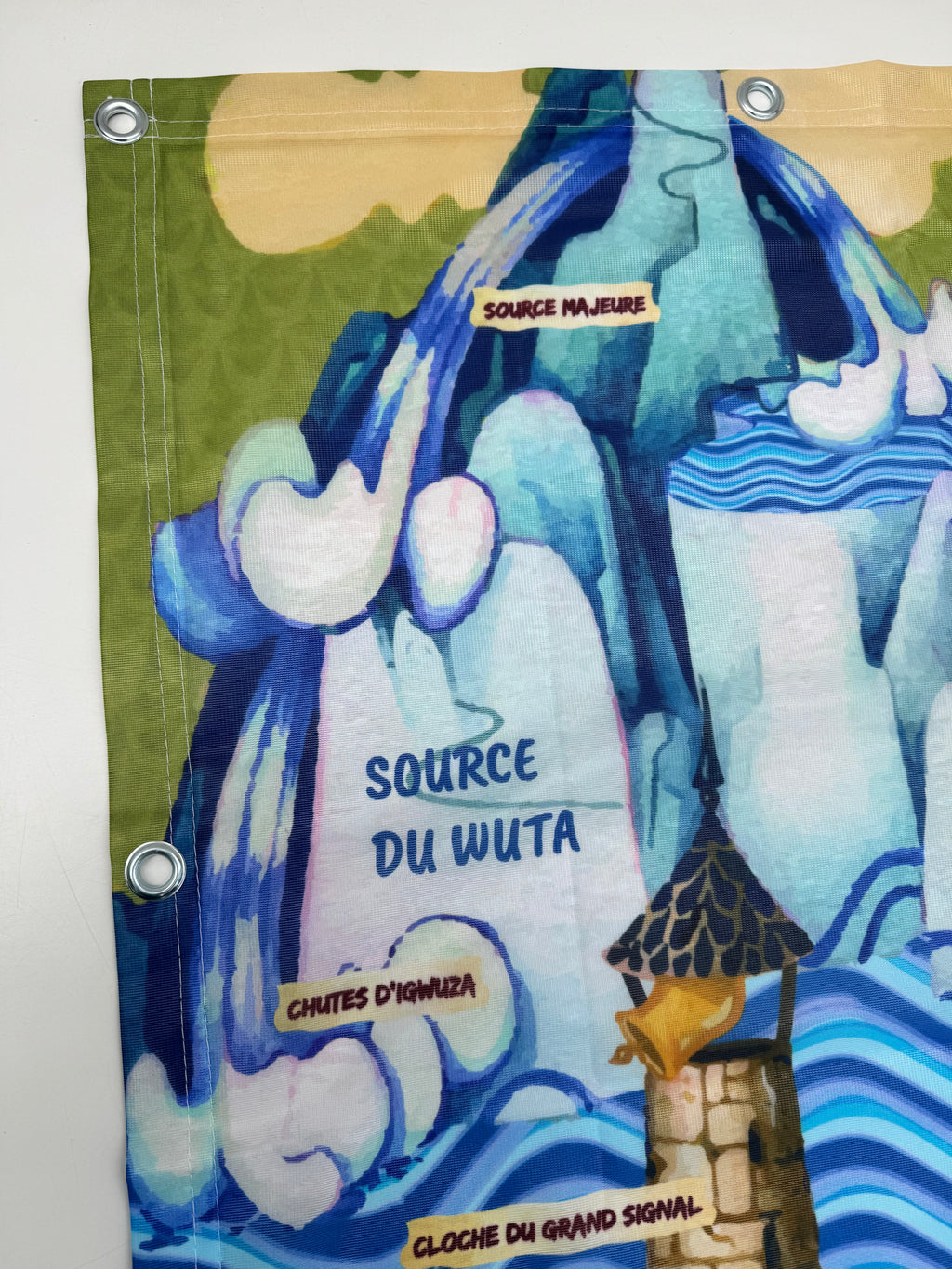 Drapeau Monde de Nyeri avec œillets et lieux-dits